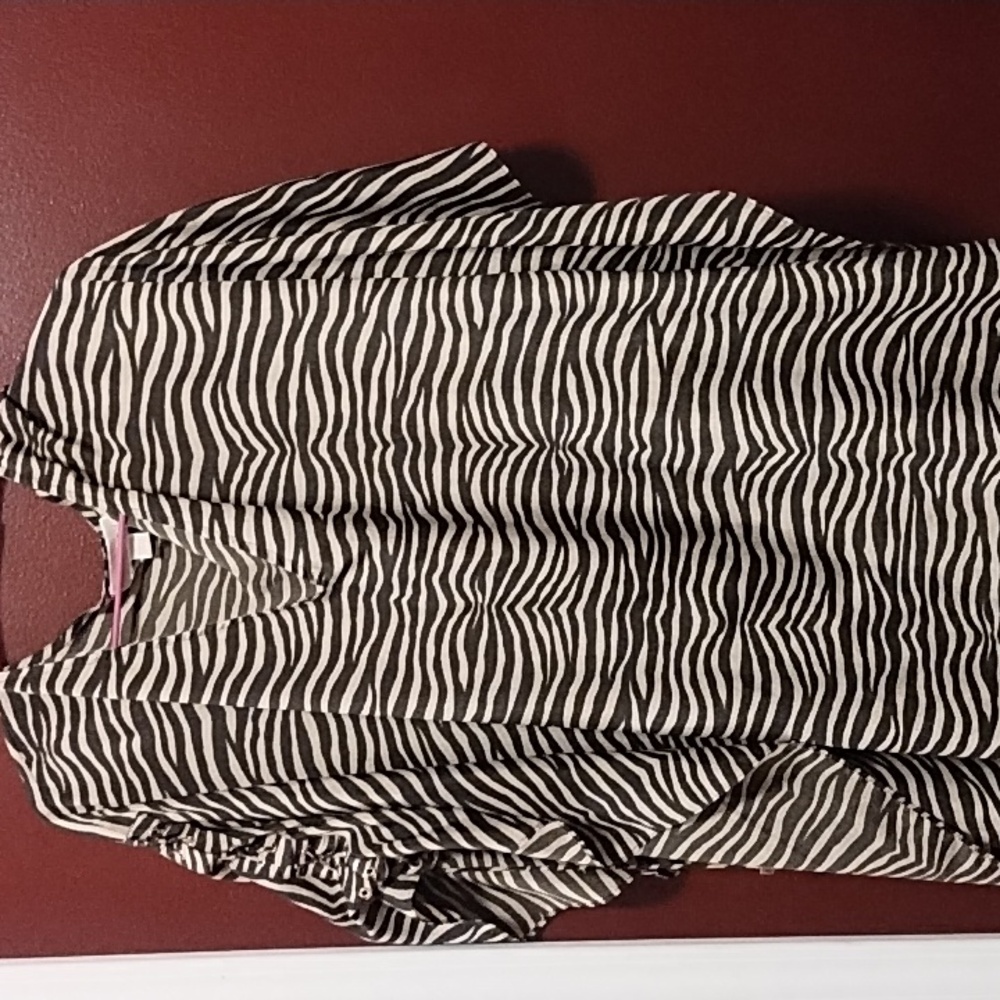 Michael Kors Black and White Zebra Print Tunic Top